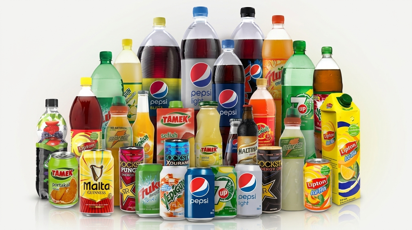Assorted beverage cans and bottles